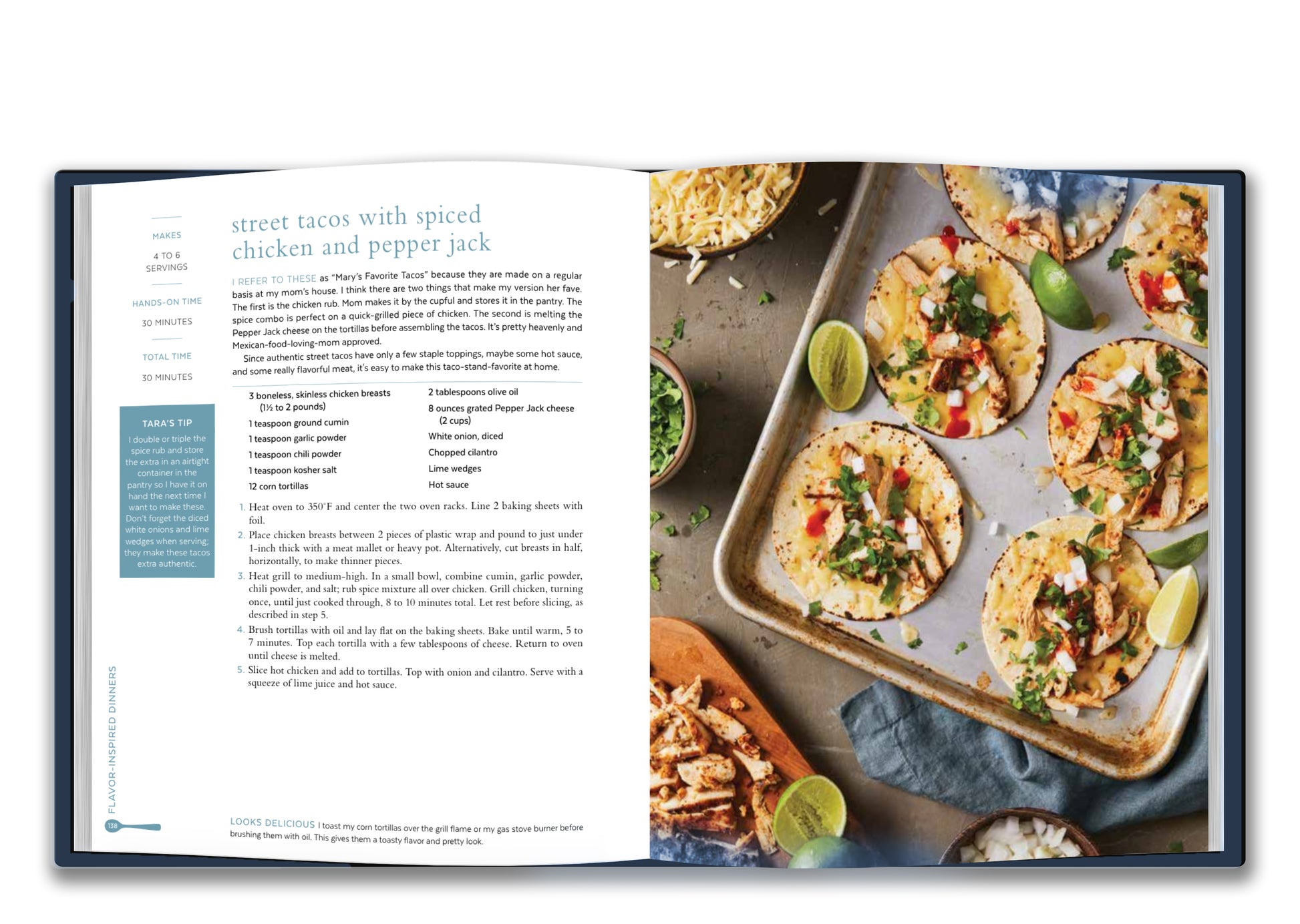 Live Life Deliciously: Recipes For Busy Weeknights, Leisurely Weekends, Sweet Tacos with Spiced Chicken and Pepper Jack